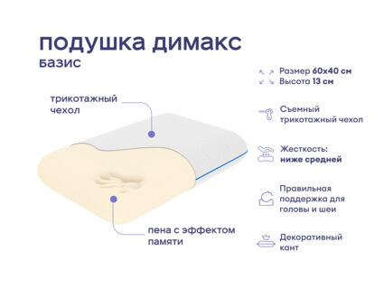 Одеяло Димакс Файбер всесезонное + подушка Димакс Базис + подушка Димакс Базис Макси 1473
